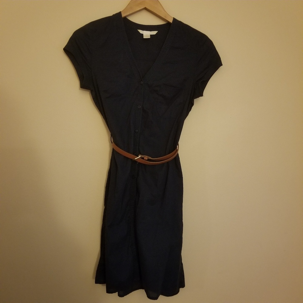 Dark Blue Linen Dress